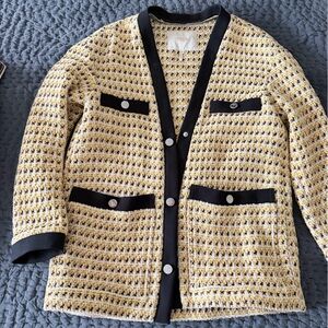 Maje Gold and Black Textured Jacket